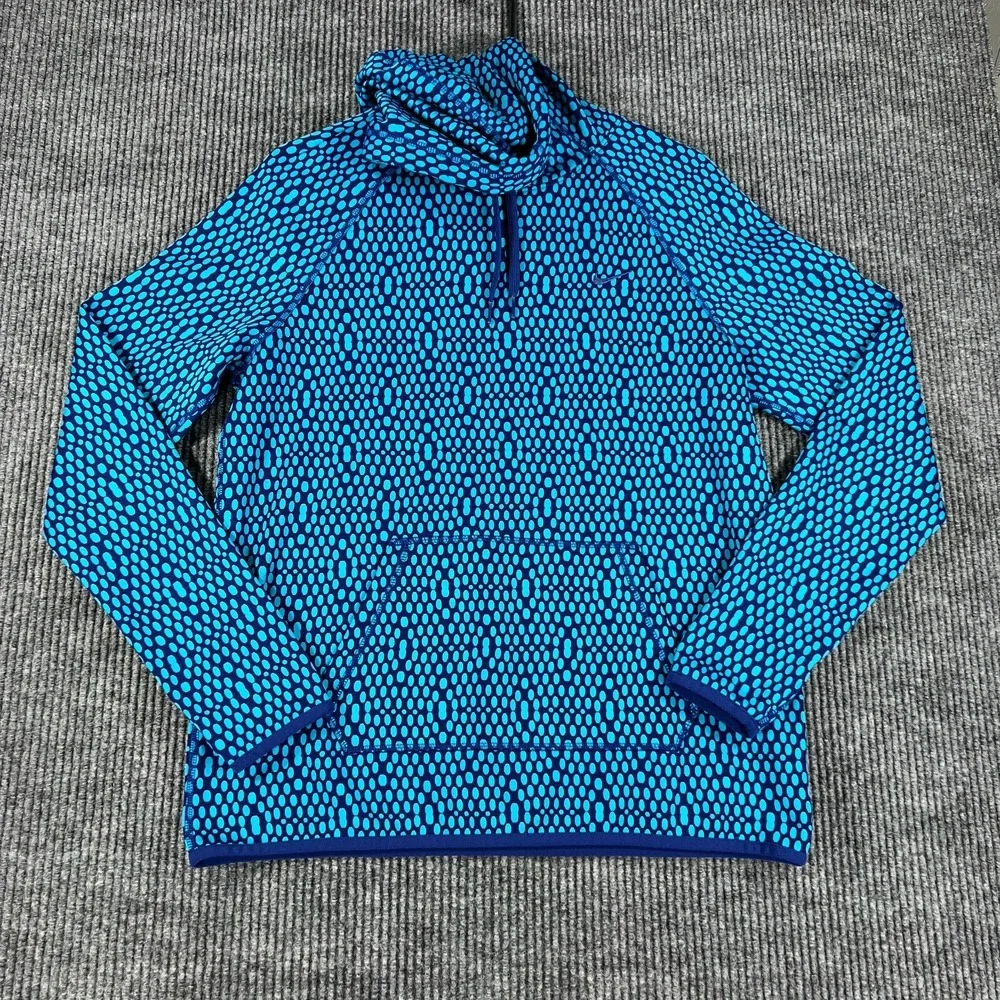 Nike Hoodie Sweatshirt Womens Medium Blue Long Sleeve Therma Fit Outdoor Casual